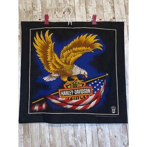 Vintage Harley-Davidson Bandana American Flag Eagle Graphic Cotton/Poly Blend 22